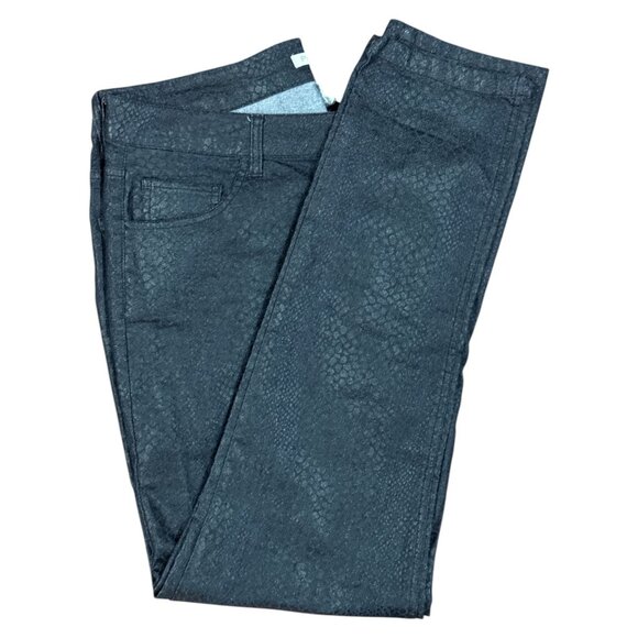 Per Se Womens Size 16 Black Snake Print Stretch Comfort Pants Cotton Slim Fit - Picture 2 of 9